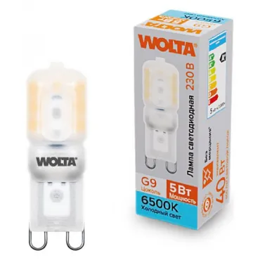 Лампа светодиодная Wolta G9 5Вт 6500K WSTD-JCD-5W6KG9-P