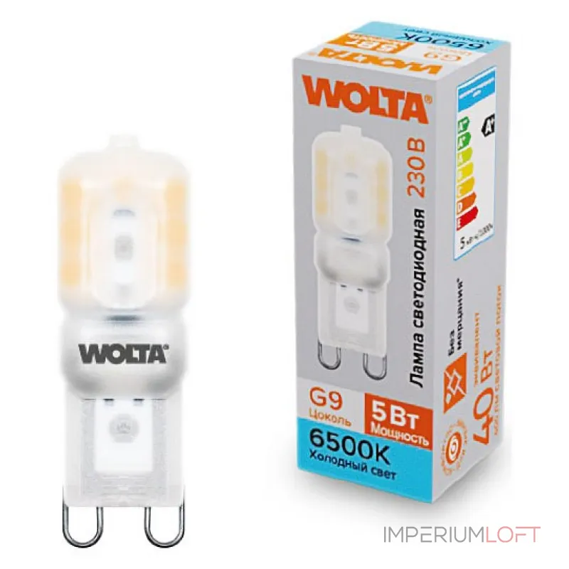 Лампа светодиодная Wolta G9 5Вт 6500K WSTD-JCD-5W6KG9-P