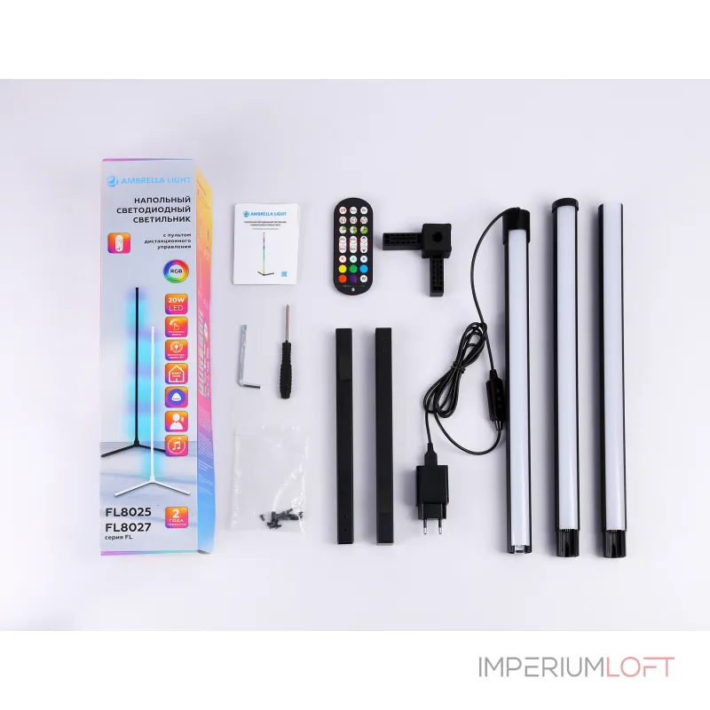 Светильник светодиодный напольный RGB с пультом FL8022 BK черный LED 15W RGB D32*1250 (ПДУ РАДИО 2.4G) от NovaLamp Светильник светодиодный напольный RGB с пультом FL8022 BK черный LED 15W RGB D32*1250 (ПДУ РАДИО 2.4G) от NovaLamp