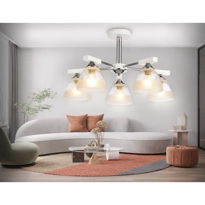 Подвесная люстра TR9093/5 WH/CH белый/хром E27*3 max 40W D570*270 от NovaLamp