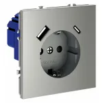 Розетка с заземлением и со шторкой и 2хUSB type A и C без рамки Voltum S70 VLS040505 от ImperiumLoft