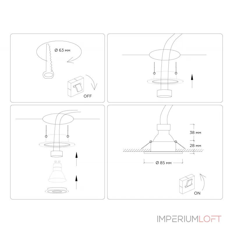 Светильник встраиваемый IP44 с высокой степенью пылевлагозащиты TN1150 WH белый IP44 GU5.3 D85*28 от NovaLamp
