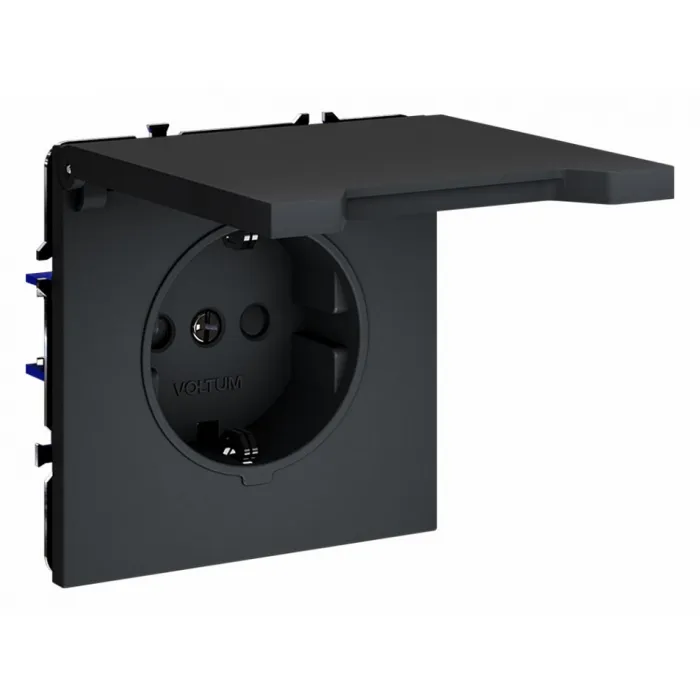 Розетка с заземлением и со шторкой без рамки с крышкой Voltum S70 VLS040307 от ImperiumLoft