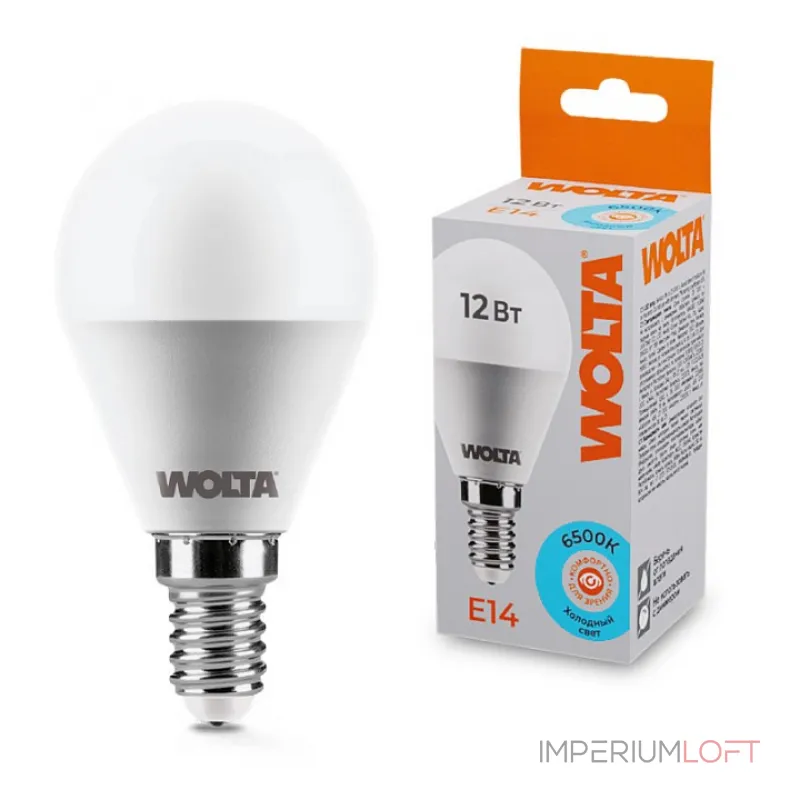 Лампа светодиодная Wolta E14 12Вт 6500K 25W45GL12E14