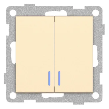 Выключатель двухклавишный с подсветкой без рамки Gusi Electric UGRA С11В28-027