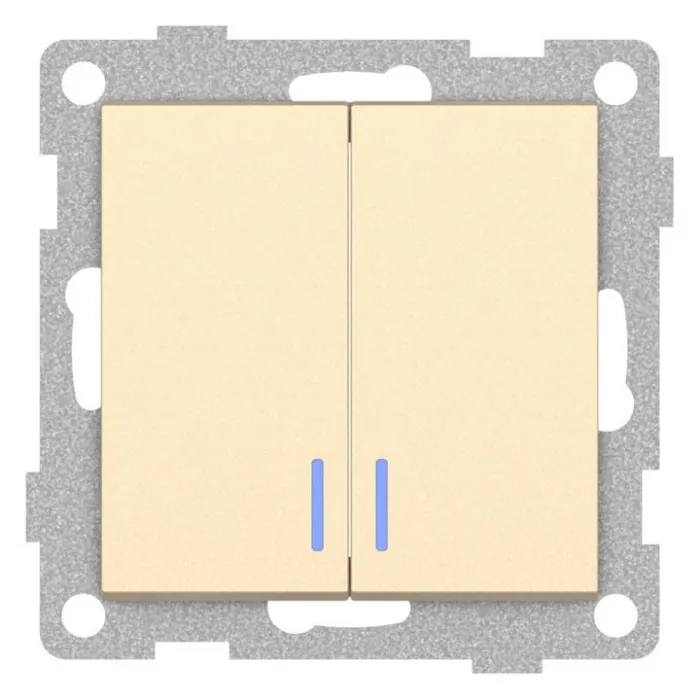 Выключатель двухклавишный с подсветкой без рамки Gusi Electric UGRA С11В28-027 от ImperiumLoft