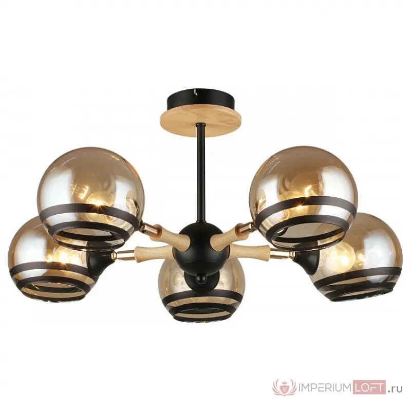 Люстра на штанге Imex MD.4896 MD.4896-5-S BK+WOOD от ImperiumLoft