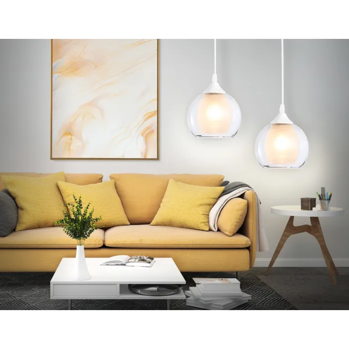 Подвесной светильник TR3538 WH/CL/FR белый/прозрачный/белый матовый E27 max 40W D130*800 от NovaLamp