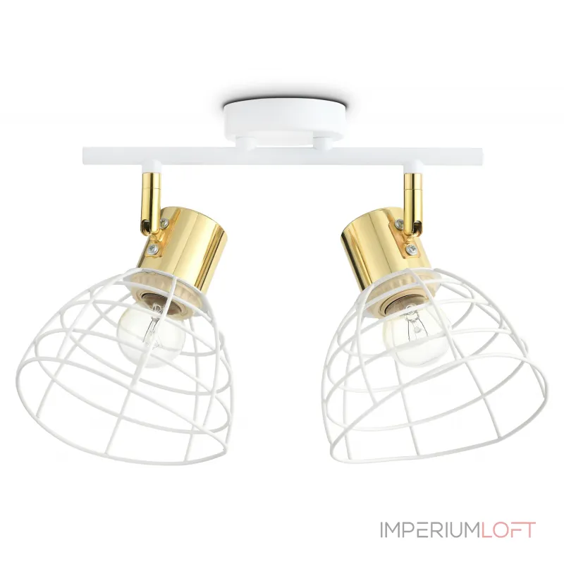 Настенно-потолочный спот в стиле лофт TR8601/2 WH/GD белый/золото E27*2 max 40W 260*154*230 от NovaLamp Настенно-потолочный спот в стиле лофт TR8601/2 WH/GD белый/золото E27*2 max 40W 260*154*230 от NovaLamp