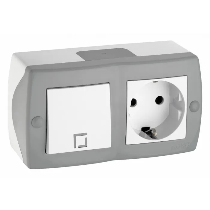 Блок с розеткой и выключателем Mono Electric Octans IP20 104-020001-180 от ImperiumLoft