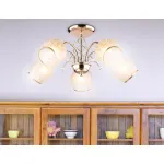Подвесная люстра TR3189/5 GD/CL/FR золото/прозрачный/белый матовый E27/5 max 40W D600*285 от NovaLamp
