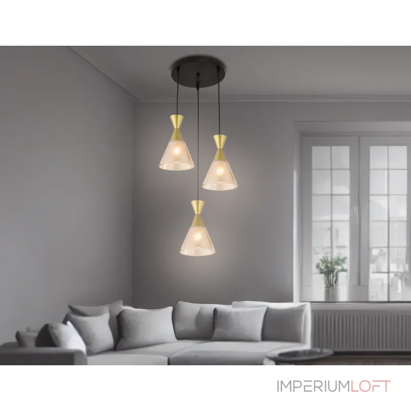 Подвесной светильник TR3175/3 BK/GD черный/золото E27/3 max 60W D360*1000 от NovaLamp