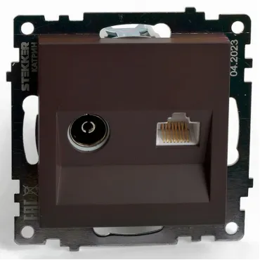 ТВ-розетка и розетка Ethernet RJ-45 без рамки Stekker GLS00-7106-04 49185 ТВ-розетка и розетка Ethernet RJ-45 без рамки Stekker GLS00-7106-04 49185