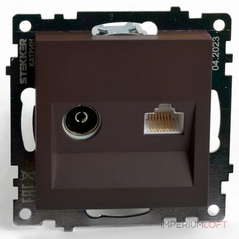 ТВ-розетка и розетка Ethernet RJ-45 без рамки Stekker GLS00-7106-04 49185 ТВ-розетка и розетка Ethernet RJ-45 без рамки Stekker GLS00-7106-04 49185