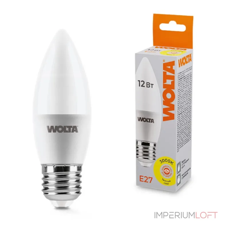 Лампа светодиодная Wolta E27 12Вт 3000K 25YC12E27