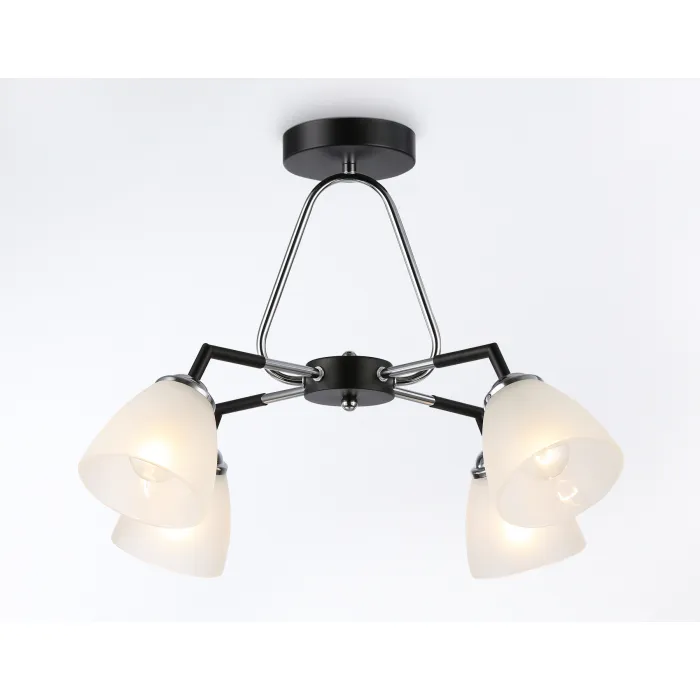 Светильник подвесной TR303293/4 BK/CH/FR черный/хром/белый матовый E27*4 max 60W D590*380 от NovaLamp