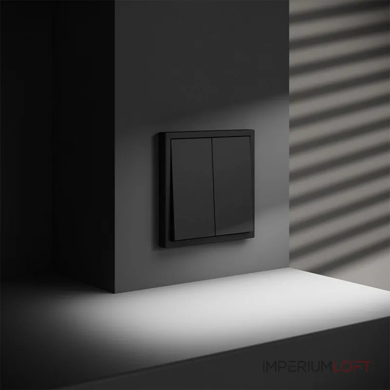 Выключатель встраиваемый S70 двухклавишный 10А (черный матовый) Voltum VLS020108