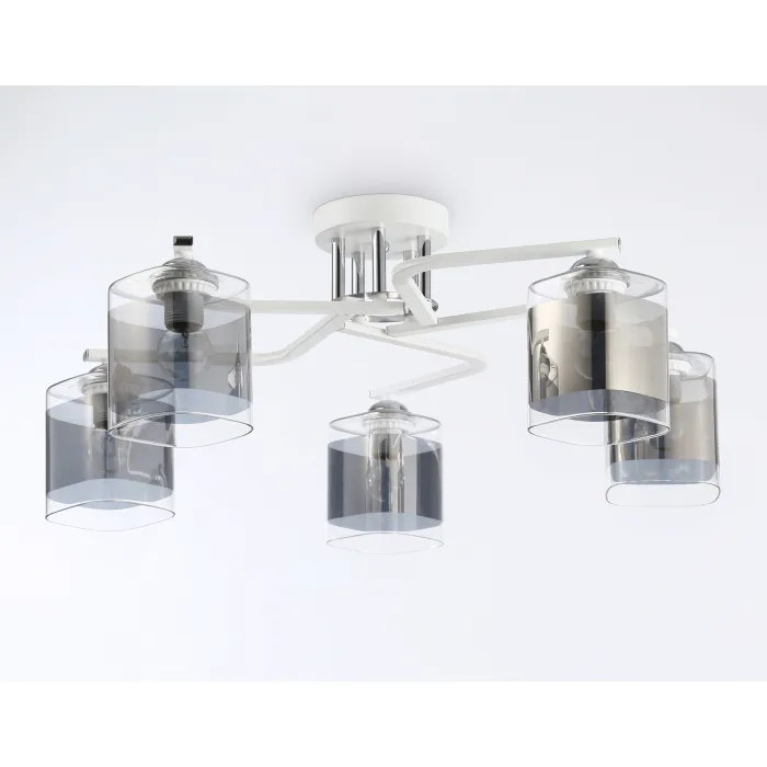 Светильник потолочный TR303219/5 WH/CH/SM белый/хром/дымчатый E27*5 max 60W D580*250 от NovaLamp
