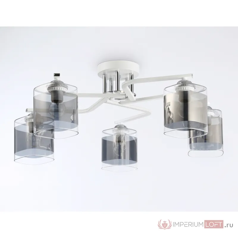 Светильник потолочный TR303219/5 WH/CH/SM белый/хром/дымчатый E27*5 max 60W D580*250 от NovaLamp