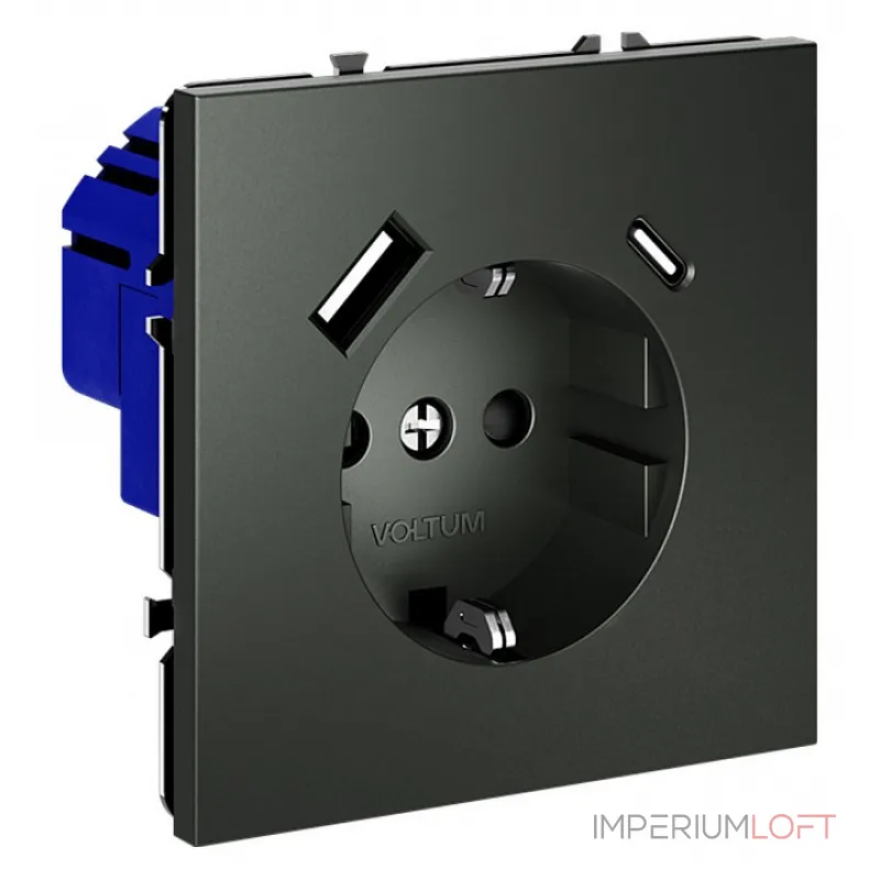 Розетка с заземлением и со шторкой и 2хUSB type A и C без рамки Voltum S70 VLS040506 от ImperiumLoft Розетка с заземлением и со шторкой и 2хUSB type A и C без рамки Voltum S70 VLS040506 от ImperiumLoft