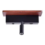 Настенный светодиодный светильник с выключателем, USB портом и полкой FW291 BK/DW черный/темное дерево LED 4200K+3000K 6W+1W 265*110*130 от NovaLamp