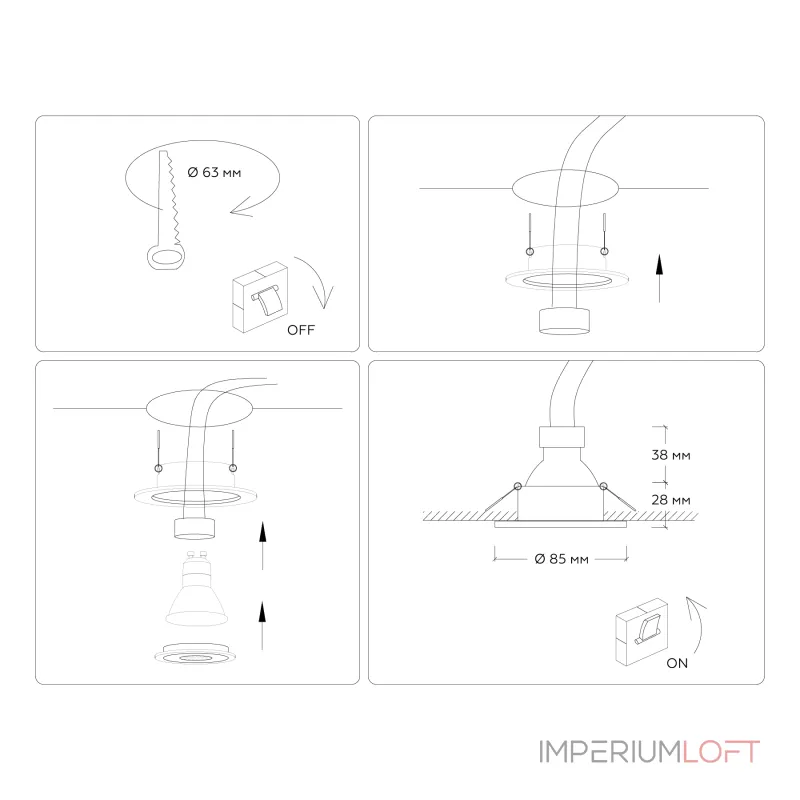 Светильник встраиваемый IP44 с высокой степенью пылевлагозащиты TN1151 BK черный IP44 GU5.3 D85*28 от NovaLamp