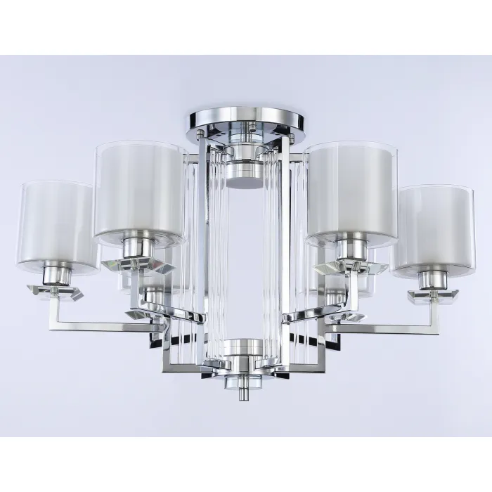 Потолочная люстра TR4418/6 CH/CL/FR хром/прозрачный/белый матовый E27*6 max 40W D748*463 (лампы LED E27*6 10W 4200K в комплекте) от NovaLamp