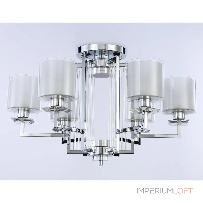 Потолочная люстра TR4418/6 CH/CL/FR хром/прозрачный/белый матовый E27*6 max 40W D748*463 (лампы LED E27*6 10W 4200K в комплекте) от NovaLamp
