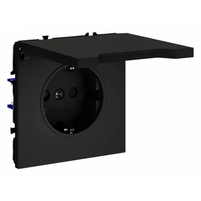 Розетка с заземлением и со шторкой без рамки с крышкой Voltum S70 VLS040308 от ImperiumLoft