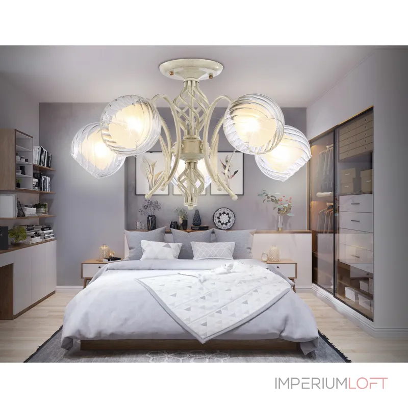 Подвесная люстра TR3066/5 WH/GD белый/золото E27*5 max 40W D590*340 от NovaLamp