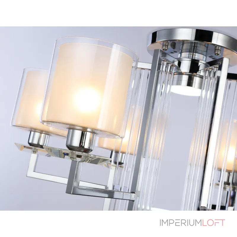Потолочная люстра TR4418/6 CH/CL/FR хром/прозрачный/белый матовый E27*6 max 40W D748*463 (лампы LED E27*6 10W 4200K в комплекте) от NovaLamp