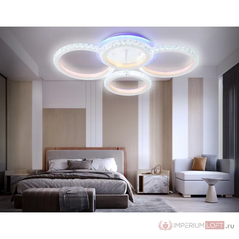 Светильник потолочный светодиодный с RGB подсветкой и пультом FA9524/2+2 WH белый 92W 6400K/3000K+RGB 560*370*110 (ПДУ РАДИО 2.4G) от NovaLamp