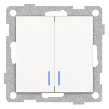 Выключатель двухклавишный с подсветкой без рамки Gusi Electric UGRA С11В28-028