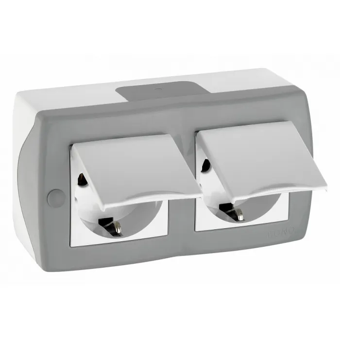 Блок с розетками влагозащищенными с заземлением и крышкой Mono Electric Octans IP20 104-020001-184 от ImperiumLoft