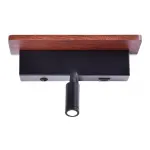 Настенный светодиодный светильник с выключателем, USB портом и полкой FW291 BK/DW черный/темное дерево LED 4200K+3000K 6W+1W 265*110*130 от NovaLamp