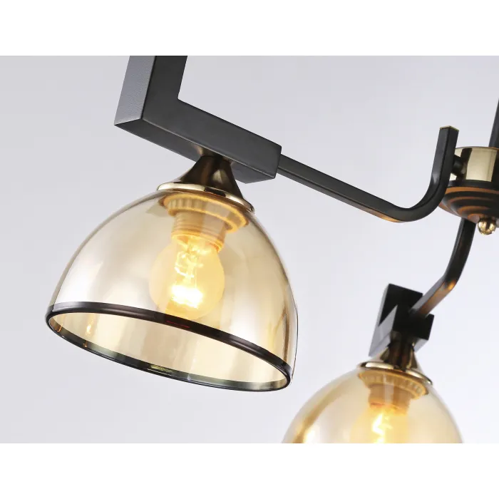 Подвесная люстра TR9098/3 BK/GD/TI черный/золото/янтарь E27*3 max 40W D600*316 от NovaLamp