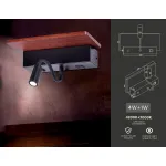 Настенный светодиодный светильник с выключателем, USB портом и полкой FW291 BK/DW черный/темное дерево LED 4200K+3000K 6W+1W 265*110*130 от NovaLamp