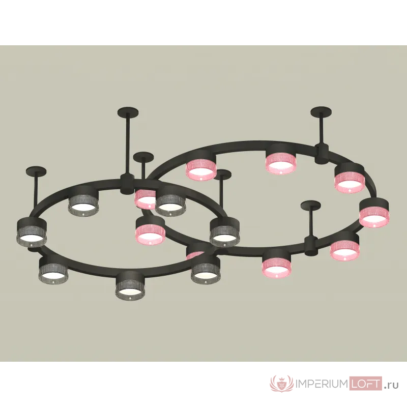 Комплект подвесного светильника с композитным хрусталем XR92221200/16 SBK/PI/BK черный песок/розовый/тонированный GX53 (A9222, A9227, C9242, C9238, N8486, N8484) от NovaLamp