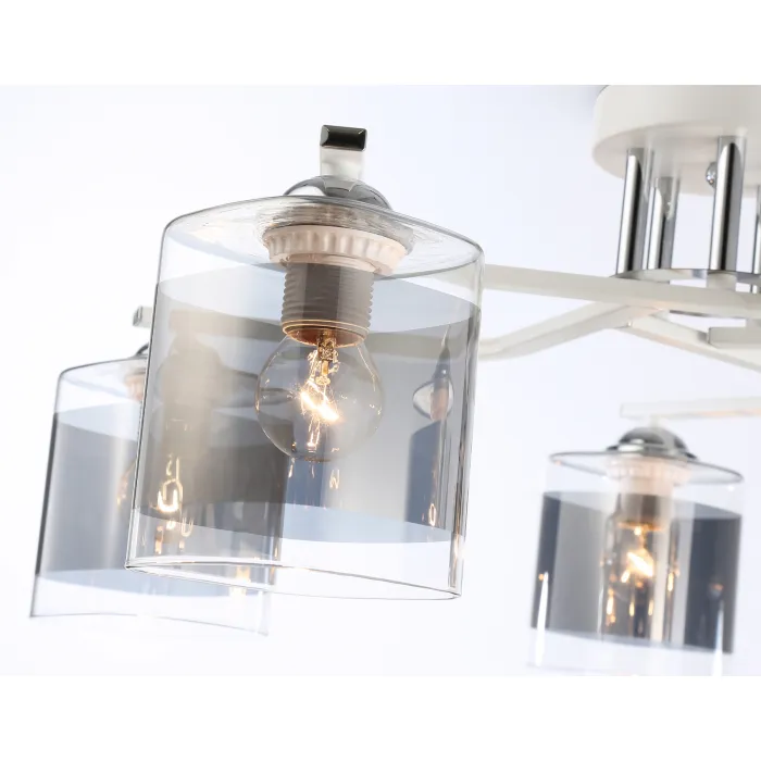 Светильник потолочный TR303219/5 WH/CH/SM белый/хром/дымчатый E27*5 max 60W D580*250 от NovaLamp