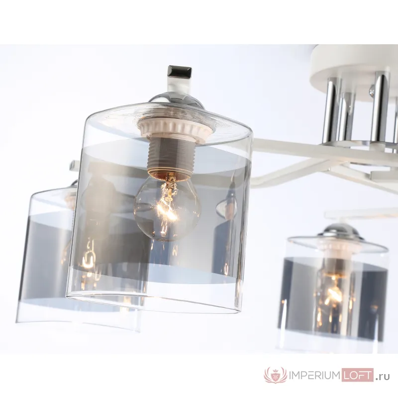 Светильник потолочный TR303219/5 WH/CH/SM белый/хром/дымчатый E27*5 max 60W D580*250 от NovaLamp