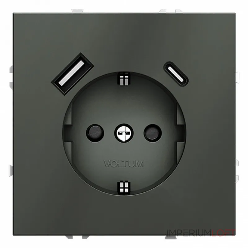 Розетка с заземлением и со шторкой и 2хUSB type A и C без рамки Voltum S70 VLS040506 от ImperiumLoft Розетка с заземлением и со шторкой и 2хUSB type A и C без рамки Voltum S70 VLS040506 от ImperiumLoft