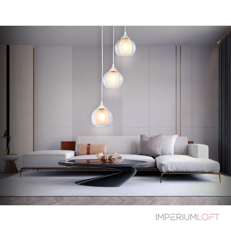 Подвесной светильник TR3540/3 WH/CL/FR белый/прозрачный/белый матовый E27*3 max 40W D281*800 от NovaLamp Подвесной светильник TR3540/3 WH/CL/FR белый/прозрачный/белый матовый E27*3 max 40W D281*800 от NovaLamp