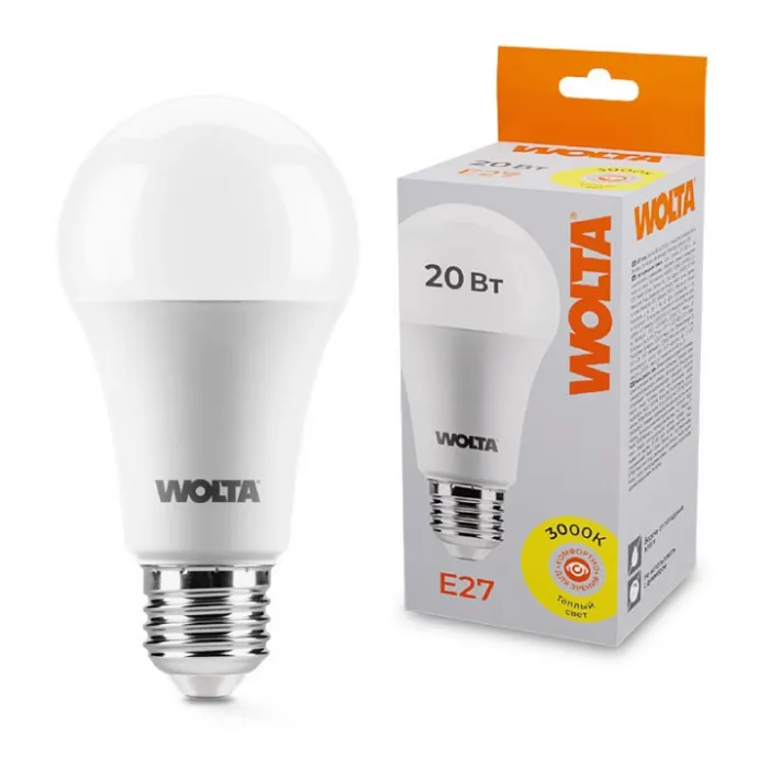 Лампа светодиодная Wolta E27 20Вт 3000K 25Y65BL20E27 от ImperiumLoft