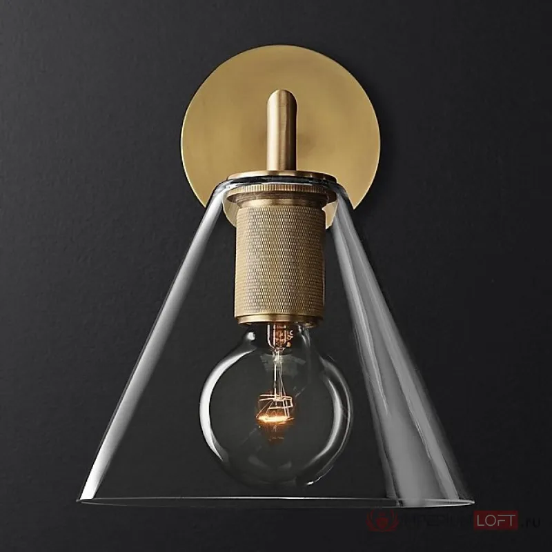 Бра RH Utilitaire Funnel Shade Single Sconce Brass от ImperiumLoft