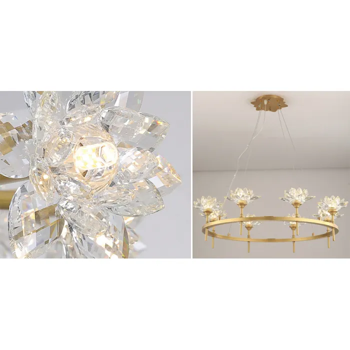 Люстра Хрустальные Цветы Лотоса Lotus flower Clear Glass lamp 8 от ImperiumLoft