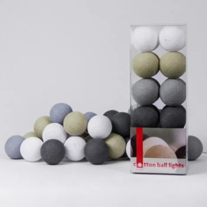 Гирлянда хлопковые фонарики Сotton Ball Sand-Grey от ImperiumLoft