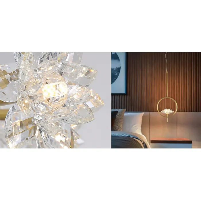 Подвесной светильник Хрустальный Цветок Лотоса Lotus flower Clear Glass pendant lamp B от ImperiumLoft