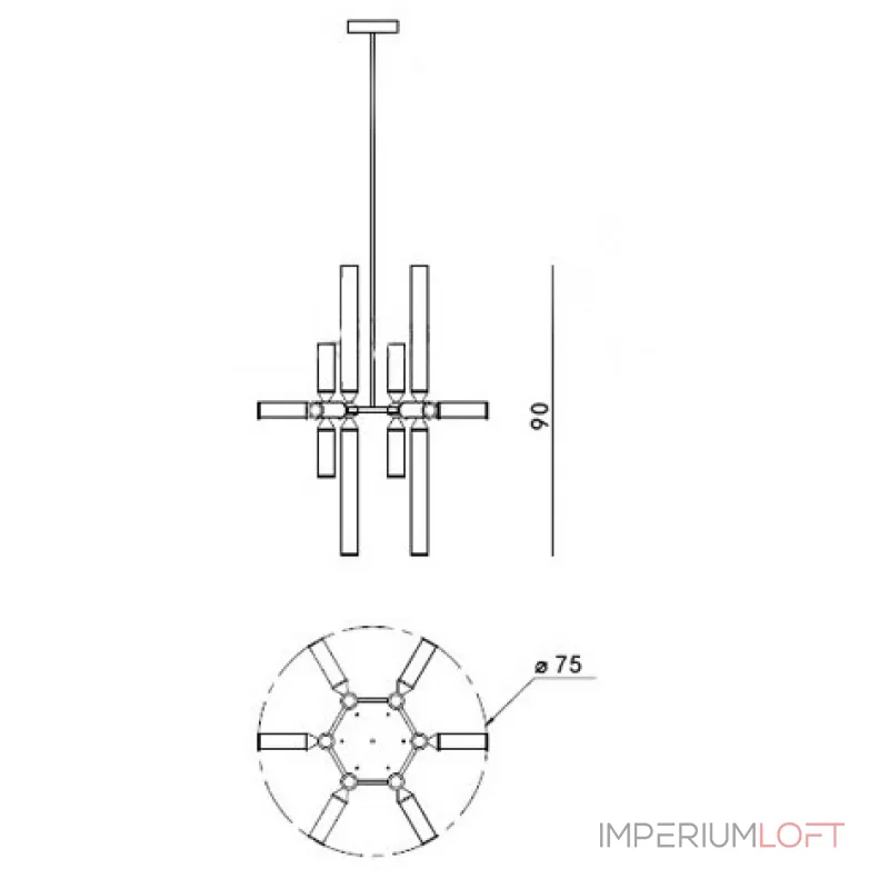 Люстра на штанге Castle 18-03 Black and Smoke designed Люстра на штанге Castle 18-03 Black and Smoke designed