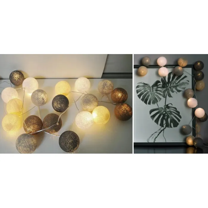 Гирлянда хлопковые фонарики Сotton Ball Sand-Grey от ImperiumLoft