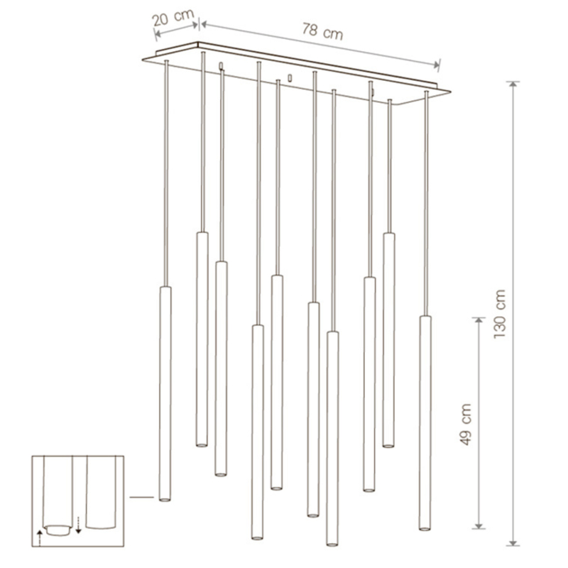 Светильник Trumpet Rectangle Black 10 плафонов от ImperiumLoft